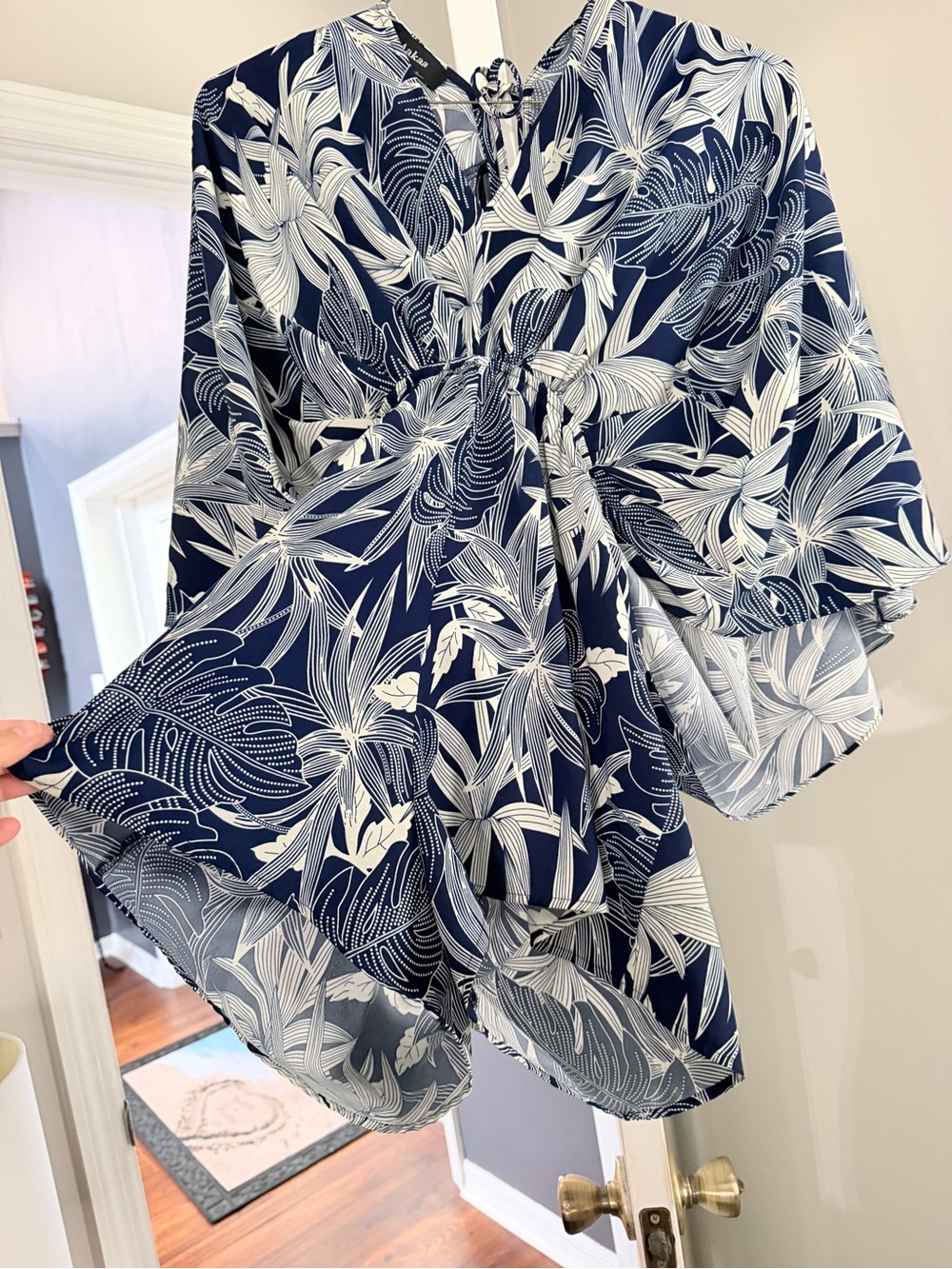 Aakaa Navy and White Floral romper